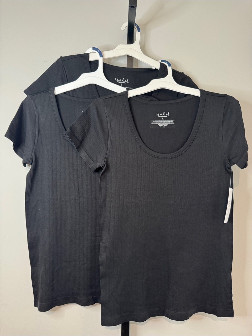 Isabel Maternity Black Short Sleeve Scoop Neck Tee (3 Pack) Large New NWT